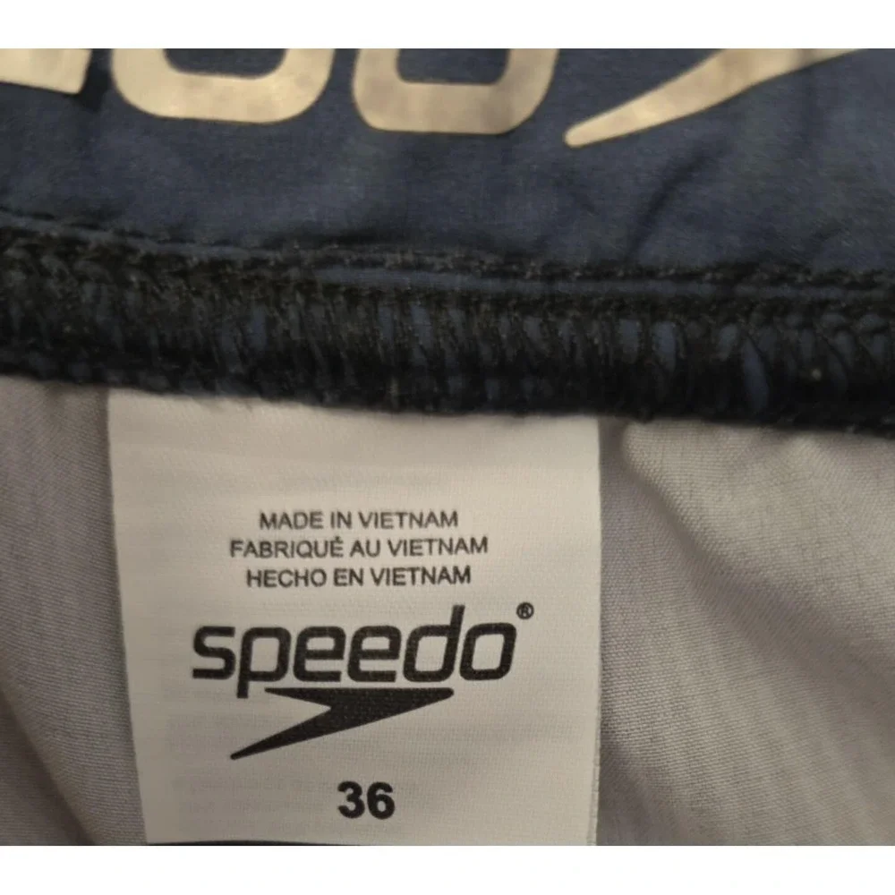 Speedo Swim‎ Shorts Men's 36 Gray Trunks Beachwear Above The Knee Lightly Worn